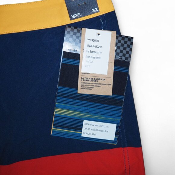 Vans Era Boardshort 19" Outseam Sample Men's 32 x 8 "Dress Blues - Saffron" NWT - Picture 5 of 10